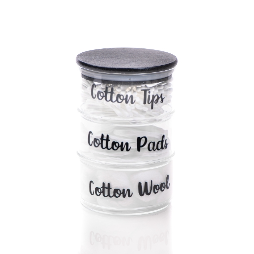 Picture of Three Stackable glass jar with Black bamboo lid