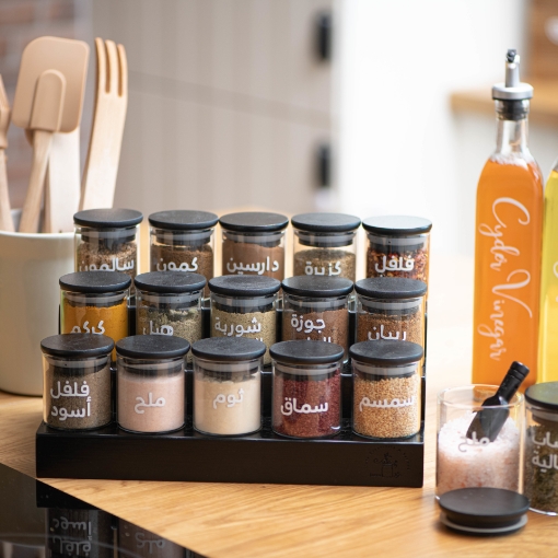 Picture of Three Tier Stand 15 Jars 100 ml Set - Black