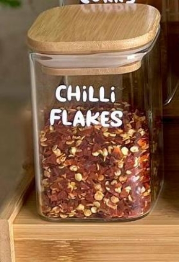 Picture of Square Airtight glass jar 250 ml - Natural Wood